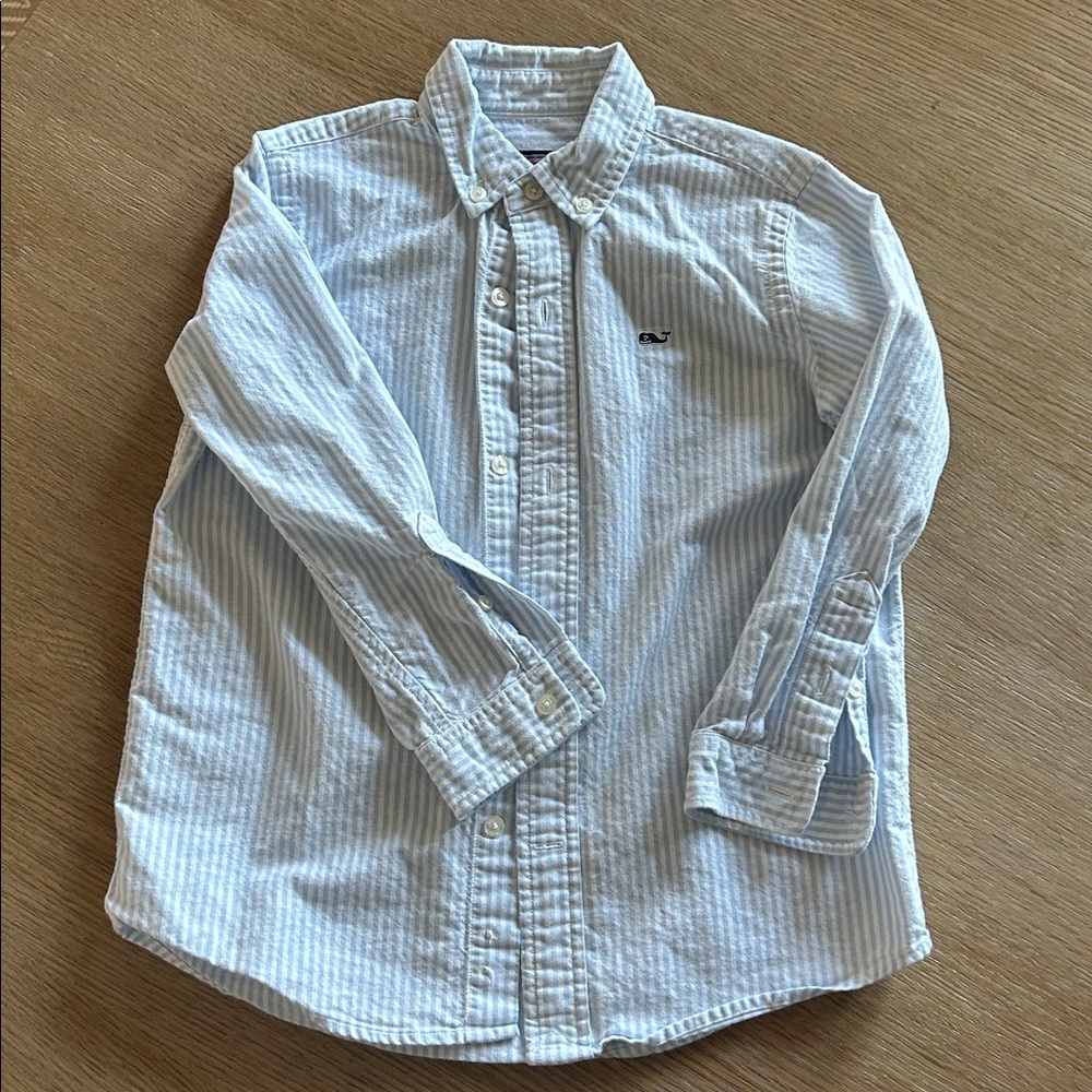 Vineyard Vines Blue and White Striped Shirt - Size 4T